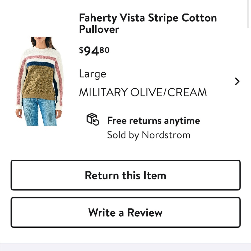 Faherty Vista Stripe Cotton Pullover - Cream, Olive, Navy, Dusty Rose